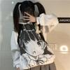 Женская аниме-толстовка с принтом, японская Harajuku Manga Kawaii, милые толстовки с капюшоном, уличная одежда