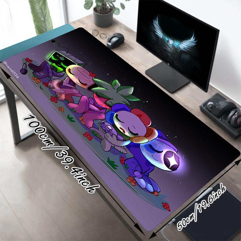 Nighttime Friends Xl Gaming Mouse Pad Nonslip Rubber Base Stitched Edge Waterproof Desk Mat For Pc Laptop Gamer Office Computer Accessories C929822