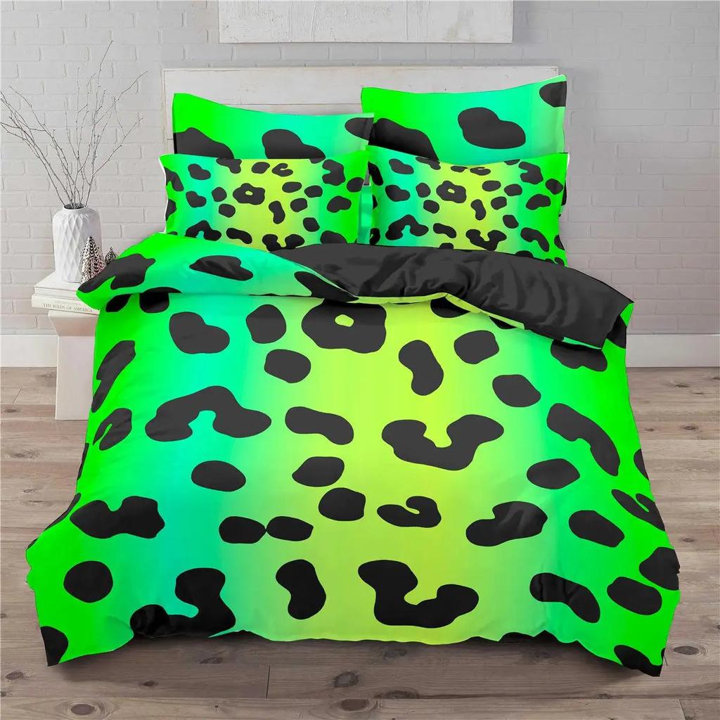 Leopard Print Duvet Cover Set King Size Africa Animal Bedding Set For Girls Boys Children Teen Colorful Leopard Twin Quilt Cover