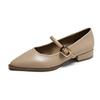 Retro Mary Jane Shoes Elegant Pointed Toe Buckle Belt Shallow Low Heels Office Career Pumps Casual Footwear Female Zapatos