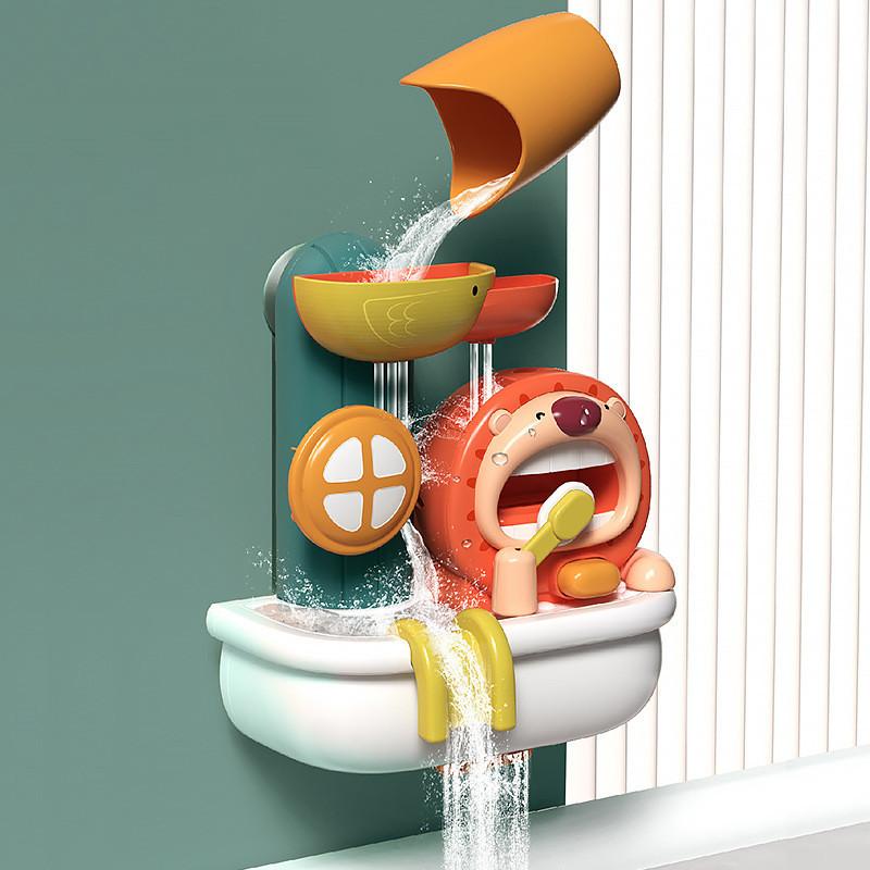 Лев Спиннер с пузырями на присоске Игрушка для купания малыша Водный спрей Детская игра для душа