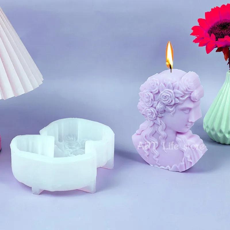 3D Портрет Богини Свеча Силиконовая Форма DIY Европейская Фигура Статуя Гипс Декор Форма для Литья из Смолы Домашнее Украшение Поделки