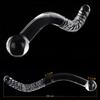 Double Ended Crystal White Pyrex Glass Dildo Artificial Penis Granule Spiral G Spot massager Adult game Sex Toys for Woman Gay