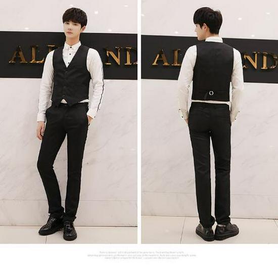 Мужской приталенный жилет в корейском стиле - деловой кэжуал для весны и осени, профессиональный жилет для дружбы жениха.