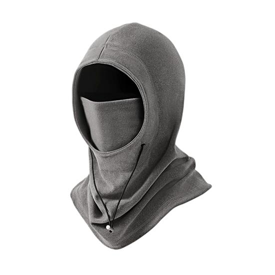 Riding Headgear Solid Color Adjustable Drawstring Windproof Winter Hat with Face Guard Elastic Fit Hat Cycling Accessory