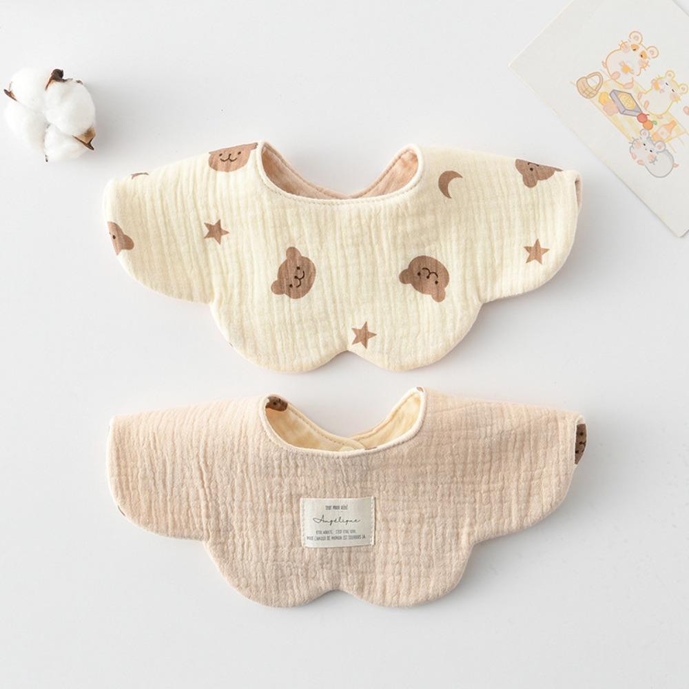 Pure Cotton Gauze Baby Feeding Bib Breathable Petal Bib Cute Drool Bib  For Kids