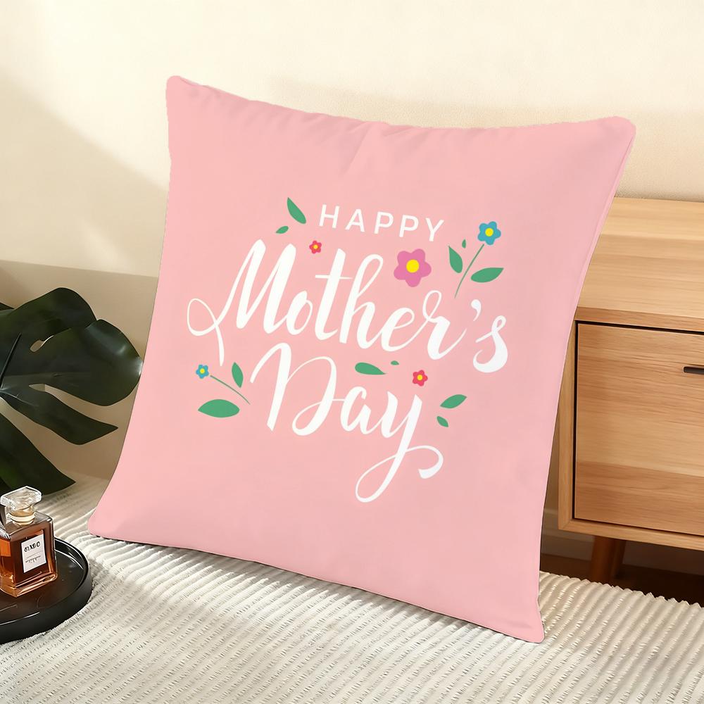 Happy Mother'S Day Cushion Cover Soft Short Plush Pillow Cover Smooth Cozy Texture Aesthetic Cushion Case Home Decor