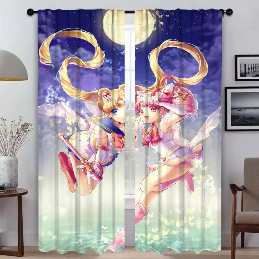 SailorS Moon Curtains Child Room Blackout Curtain for Room 2 Panel Shades Home Interior Curtains Partition Halloween Decoration