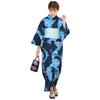 Yukata Large Blue Morning Glory and Flowing Cherry Blossoms On Navy 3 Piece Yukata Sizes 2L To 3L [Brilliant Piece] Women's Set, Size, Background,