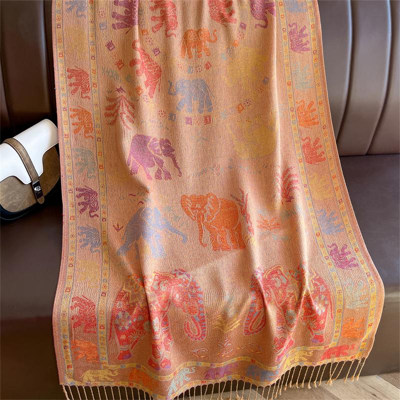 Autumn Scarf Women Pashmina Shawls Jacquard Cashmere Blanket Warm Thick Stoles for Lady Outdoor Paisley Religion Bufanda Scarf