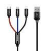 Baseus Multi-Connector Charging Cable, 3-in-1 USB-A: microUSB/Lightning/USB-C, 3.5A Fast Charge, 1.2m, Black