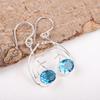 Серьги с швейцарским голубым топазом, Ювелирные изделия из серебра 925 пробы, Подвеска ручной работы, Серебряные украшения для подарка