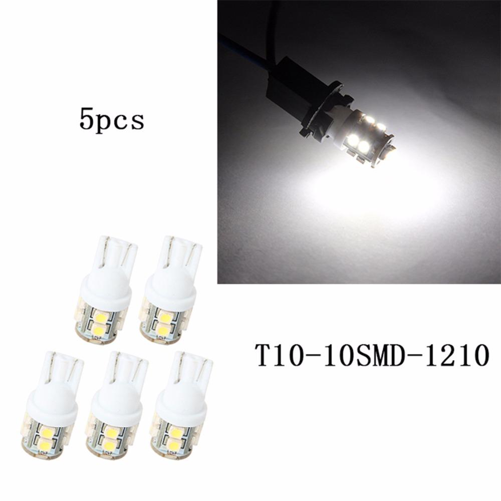 5 штук 10SMD 1210 194 168 192 W5w SMD купольные индексные автомобильные светодиодные лампы клиновидные белый свет DC12V авто сигнал стоп-сигнал