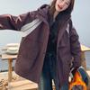 Womens Hooded Puffer Coat Thick Cotton Filled Winter Jacket Loose Fit Mid-Length Casual Outerwear