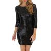 Женское сексуальное женское коктейльное вечернее платье с длинными рукавами и блестками, мини-платье