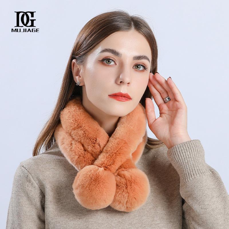 Scarf Women's Winter New Korean Fashion Versatile Thickened Cute Girl Rex Rabbit Hair Handmade Fur Neck