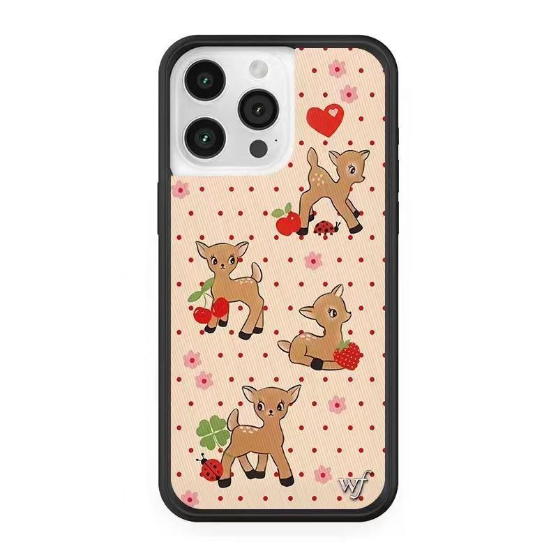 Wildflower Cute Cherry Deer Phone Case IPhone 17 Pro Max 16 15 Plus 14 13 12 Shockproof Art Design