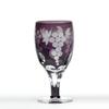 Glass Workshop Saiho Edo Kiriko Glass Wine Beer Cup with Stem Grape Pattern Purple Made In Japan In Wooden Box Glass Kiriko Gift Gift Wrapping