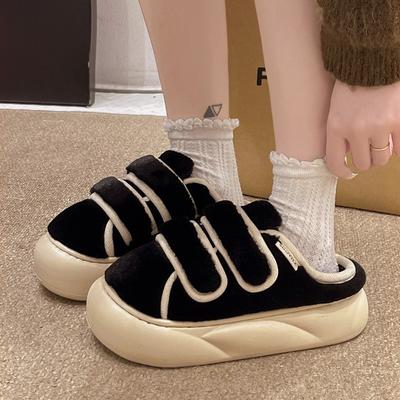 Хлопковые тапочки на толстой подошве женские новые домашние комнатные осенне-зимние для улицы нескользящие для послеродового периода плюшевые тапочки женские зимние