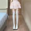Lolita Lace Frill Mid-Calf Socks with Bow Ribbon - White Ballet Style JK Knee-Highs for Spring & Autumn