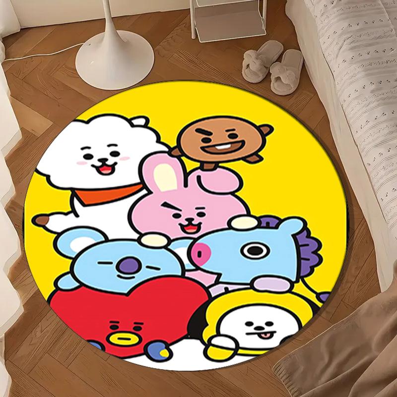 K-pop cartoon Friends Round Rug for Livingroom,Bedroom, Palyroom, Chair Rug, Area rug, Circle Carpet, Large Size Fan Christmas gift
