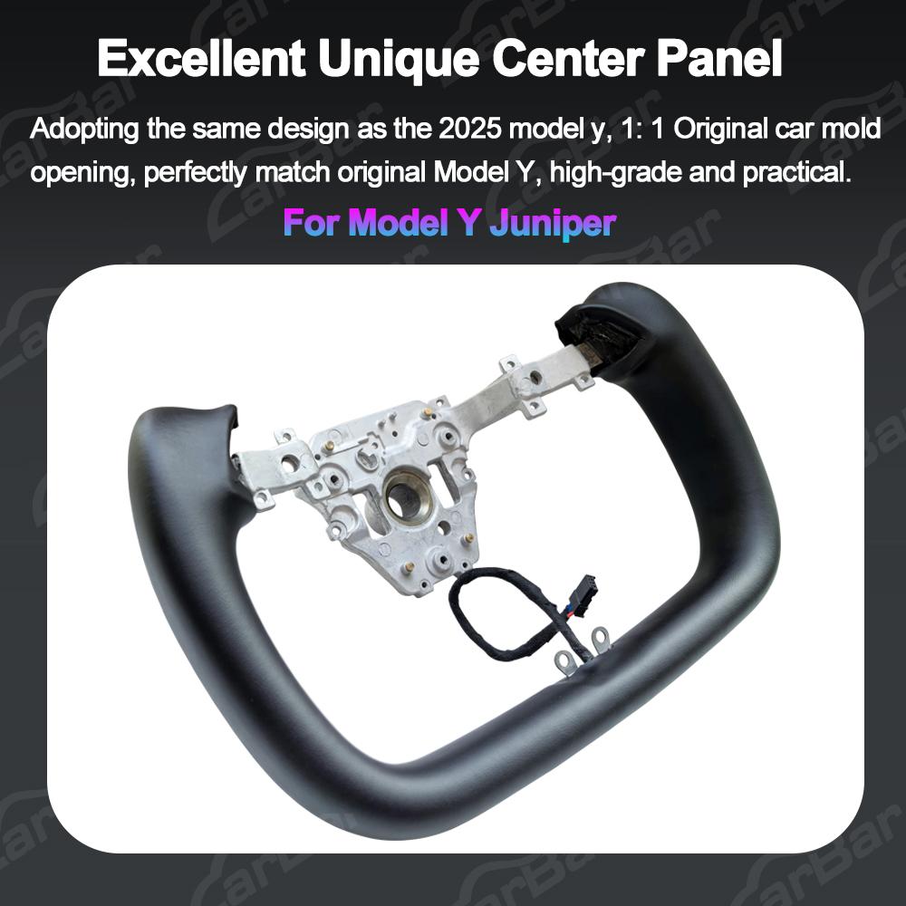 Carbar New 350mm Yoke Steering Wheel For Tesla Model Y Juniper Heating Yoke Handle 2025 Nappa Leather Modified Accessories