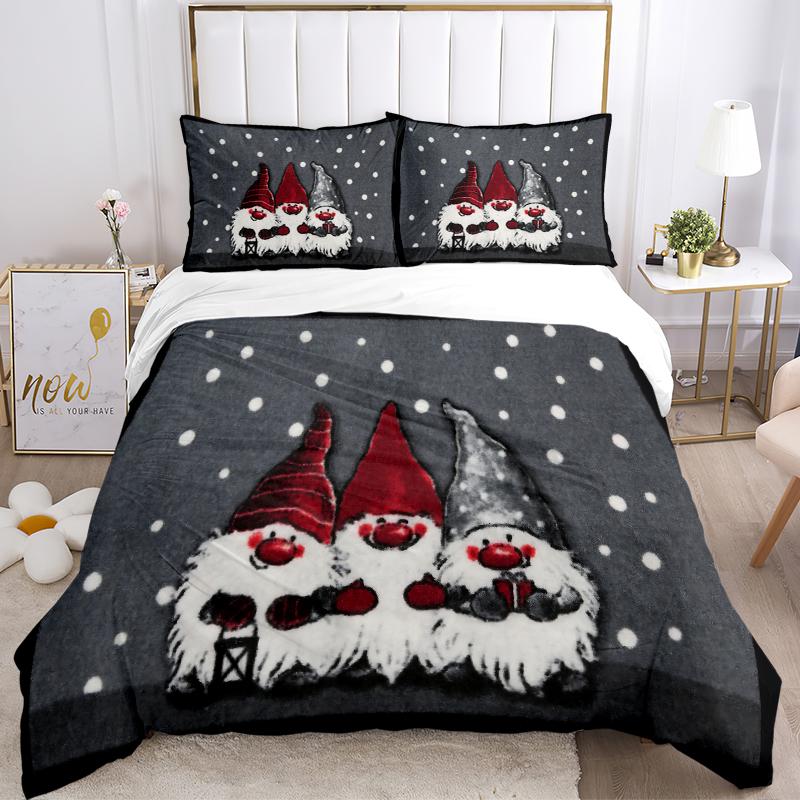 3Pcs Christmas Gnome Trio Bedding Sets For All Sizes New 3D Printed Bed Cover Comforter Duvet Cover Pillowcase Bedroom Decoration
