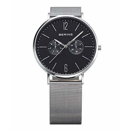 BERING Men's Analog Quartz Watch from the Classic Collection, 14240-402, with a Genuine Calfskin Leather Strap and Sapphire Crystal. Officially Import