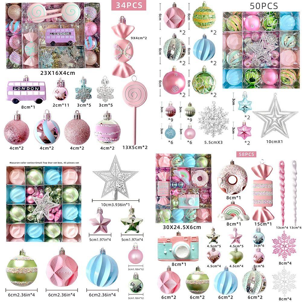 Fashion Plastic Macaroon Christmas Ball Set Multicolor Suspensable Xmas Ornament Ball Christmas Tree Balls Party