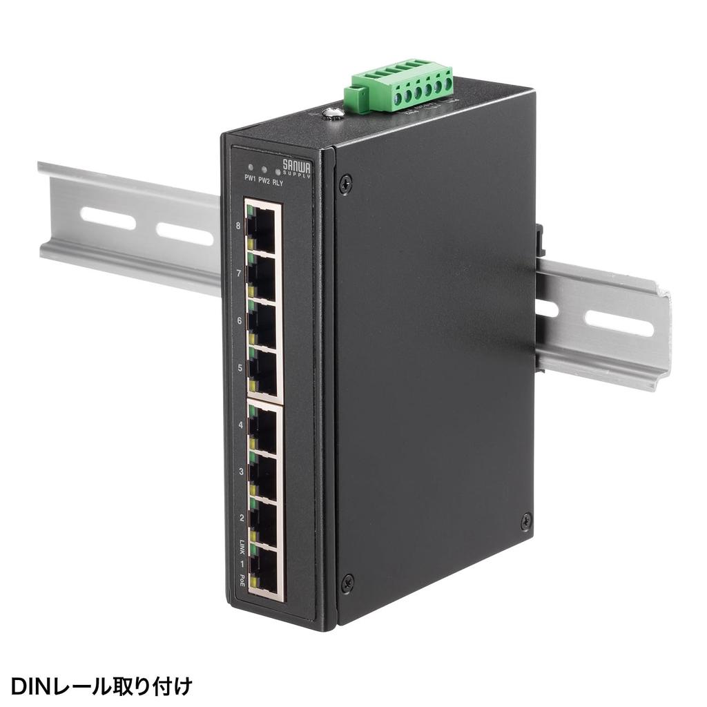Sanwa Supply Industrial Gigabit Compatible PoE Switching Hub (High Durability/8 Ports) LAN-GIGAPOEFA83