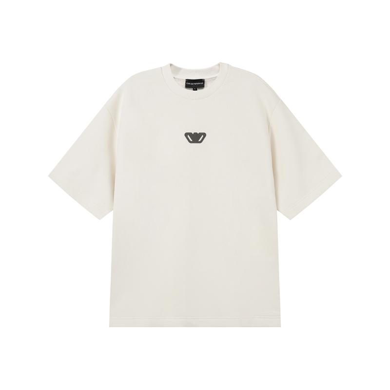 Emporio Armani Ss24 Нашивка с логотипом орла Круглый вырез Толстовка с длинным рукавом Футболка с коротким рукавом Мужская футболка Цвет: внебелый 3D1T6Z-1J6IZ-0103