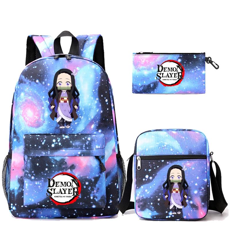 3 шт./компл. рюкзак «Убийца Демонов» в стиле аниме с сумкой на плечо, пенал для мальчиков и девочек, школьная сумка для книг, мужская и женская дорожная сумка