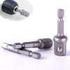 3 Pcs Socket Adapter Set Hex Shank To 1/4 3/8 1/2 Inch Chrome Driver Drill Bits
