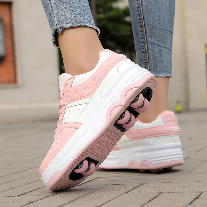 Детские роликовые коньки, 6-колесные коньки унисекс со съемными колесами и ремнями