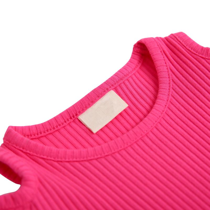 Summer Baby Girls Candy Color Screw Thread T-shirt Off-shoulder Cotton Tops