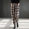 Бархатные и утолщенные клетчатые брюки осень-зима новые утягивающие свободные повседневные брюки с высокой талией универсальные брюки-харлан