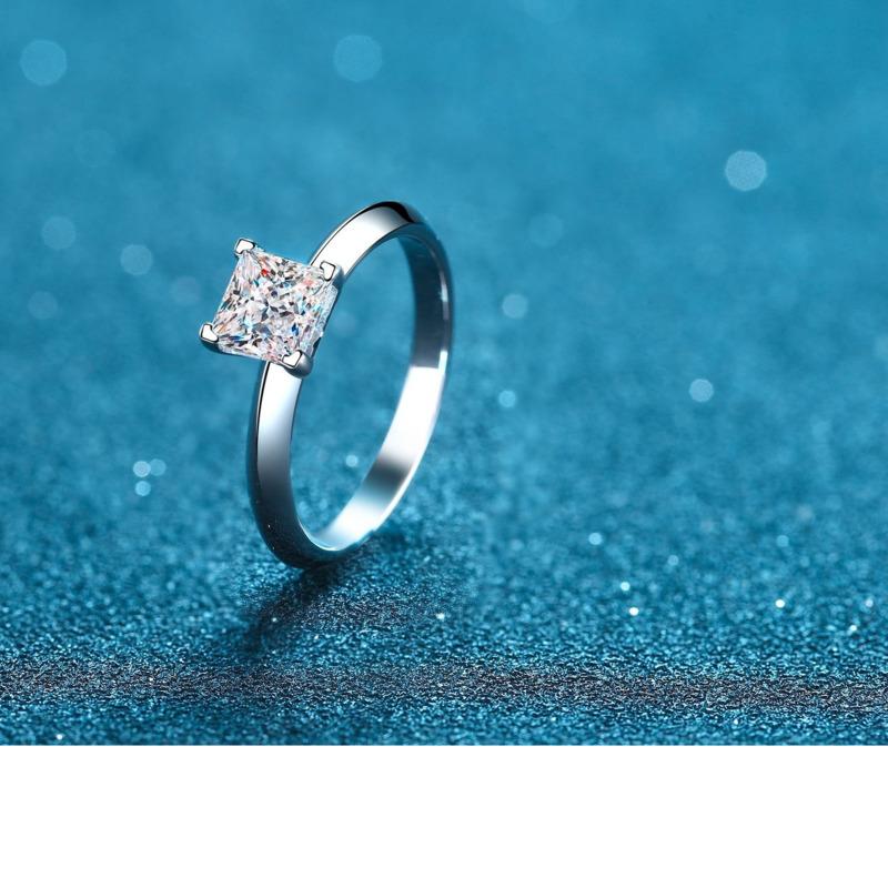 Bague Ringen 1 или 2 CT кольцо-пасьянс с муассанитом принцессы огранки для женщин, бесцветное высокое качество, 100% стерлинговое серебро S925, группа GRA