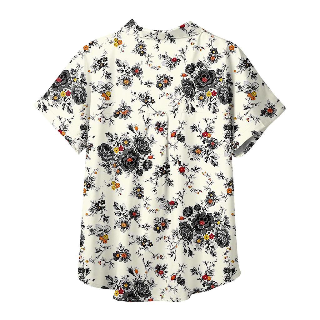 Женская рубашка с короткими рукавами, повседневный модный топ на пуговицах с принтом, кардиган с нагрудным карманом