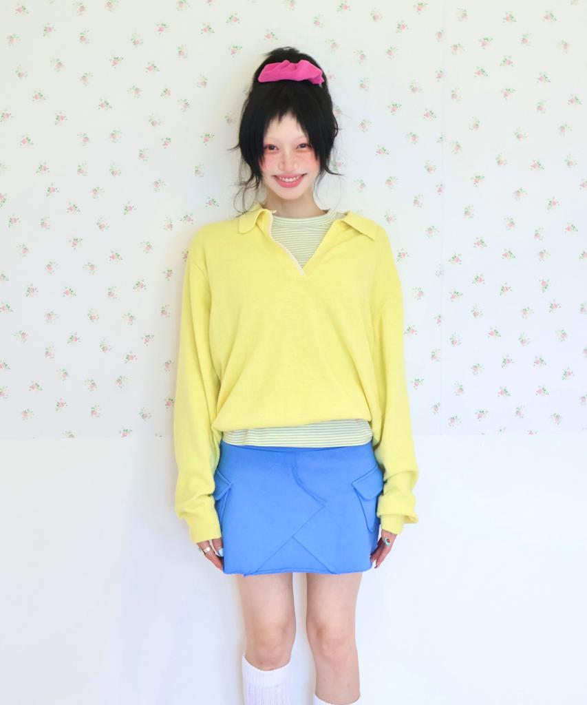 KIKOZY Sofa Shell Collar Knit_Yellow