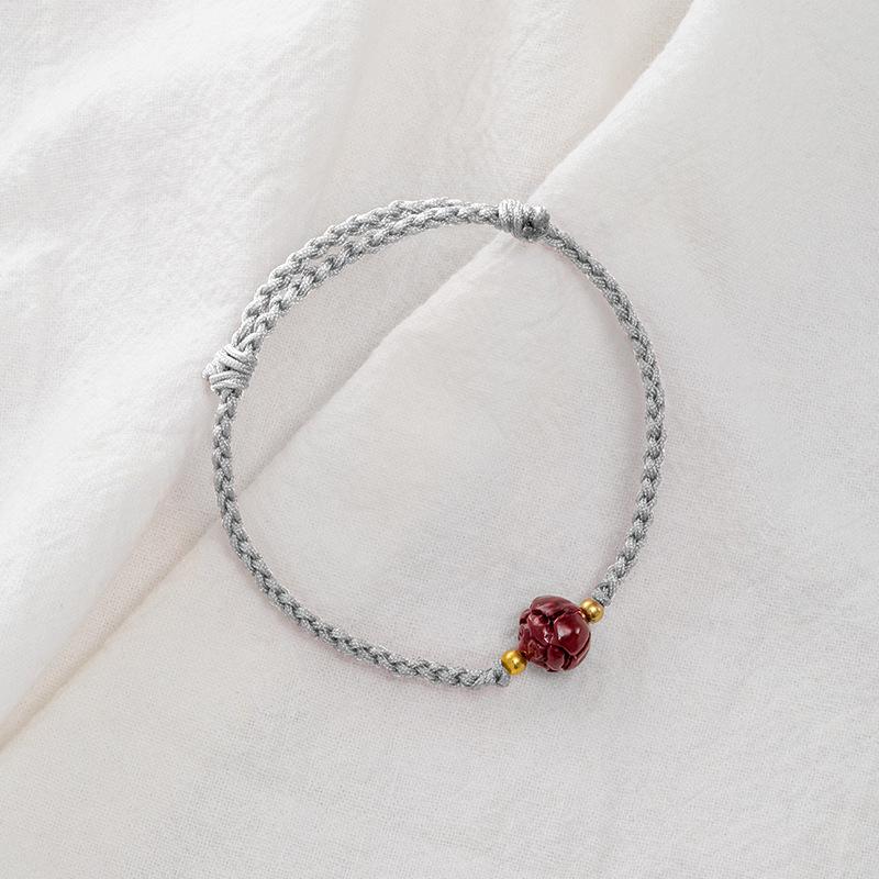 S925 Silver Single Lotus Purple Gold Sand Bracelet Women's Red String Beads New Year Transport Lucky Bracelet New