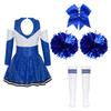 Костюм черлидинга для девочек, платье Cheer Leader с блестками и длинными рукавами, комплект с помпонами, вечеринка на Хэллоуин, день рождения