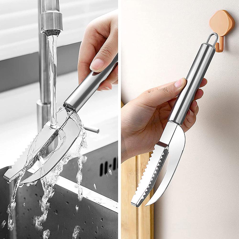 3 в 1 нож для рыбы из нержавеющей стали, пилообразный нож для чистки, соскабливания, отделения костей, филетирования, чистки желудка, кухонные инструменты