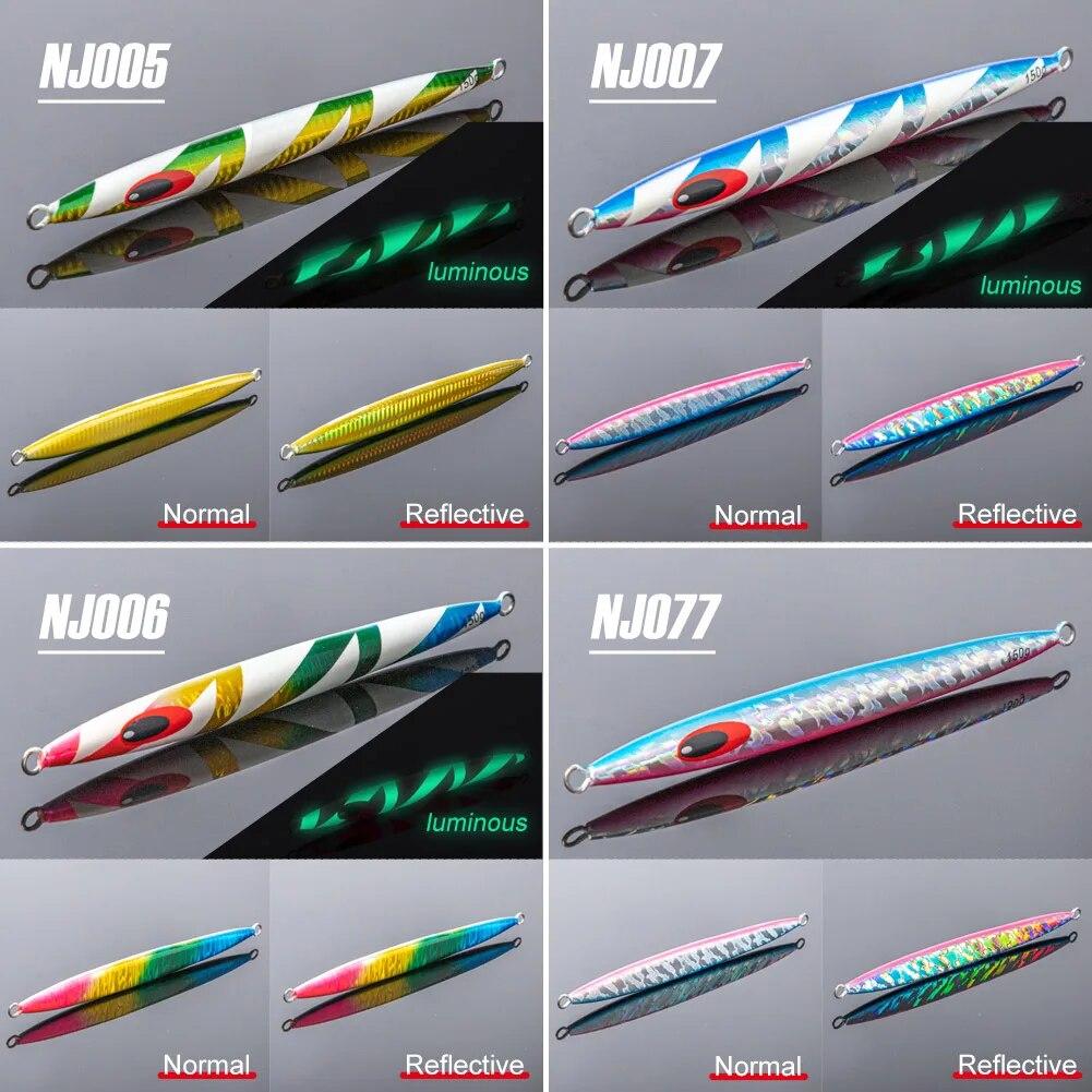 NOEBY приманки для медленного джиггинга 80 г, 100 г, 120 г, 150 г, 200 г, 250 г, 300 г, металлическая ложка для джига, искусственная приманка для джиговой ловли, светящиеся снасти для морской рыбалки