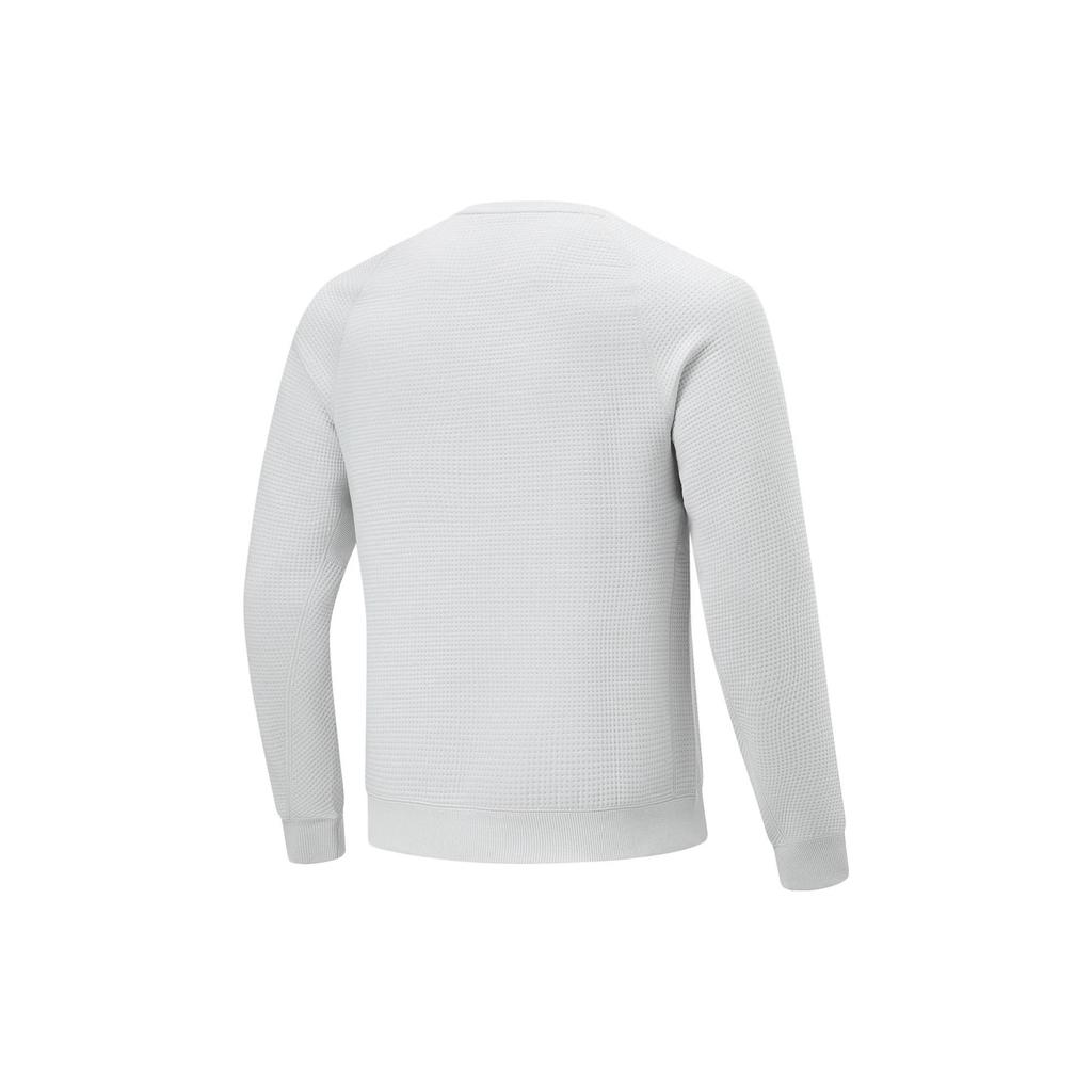 Li-Ning CBA Professional Basketball Series Logo Print Round Neck Warm Pullover Sweatshirt Men Sweatshirt Cement-Gray AWDT863-6