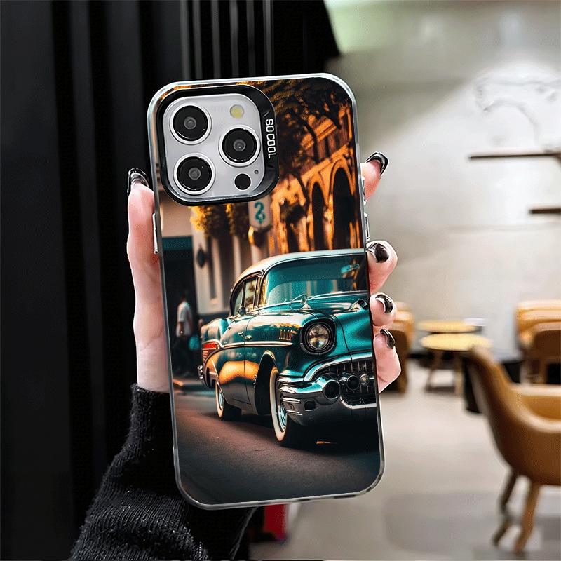 Классический Винтажный Ретро Автомобиль Мягкий Чехол для Телефона для iPhone 15 16 17 Pro Max 17Air 16E 14 Plus 13 12 Mini Ударопрочный Чехол Задняя Панель