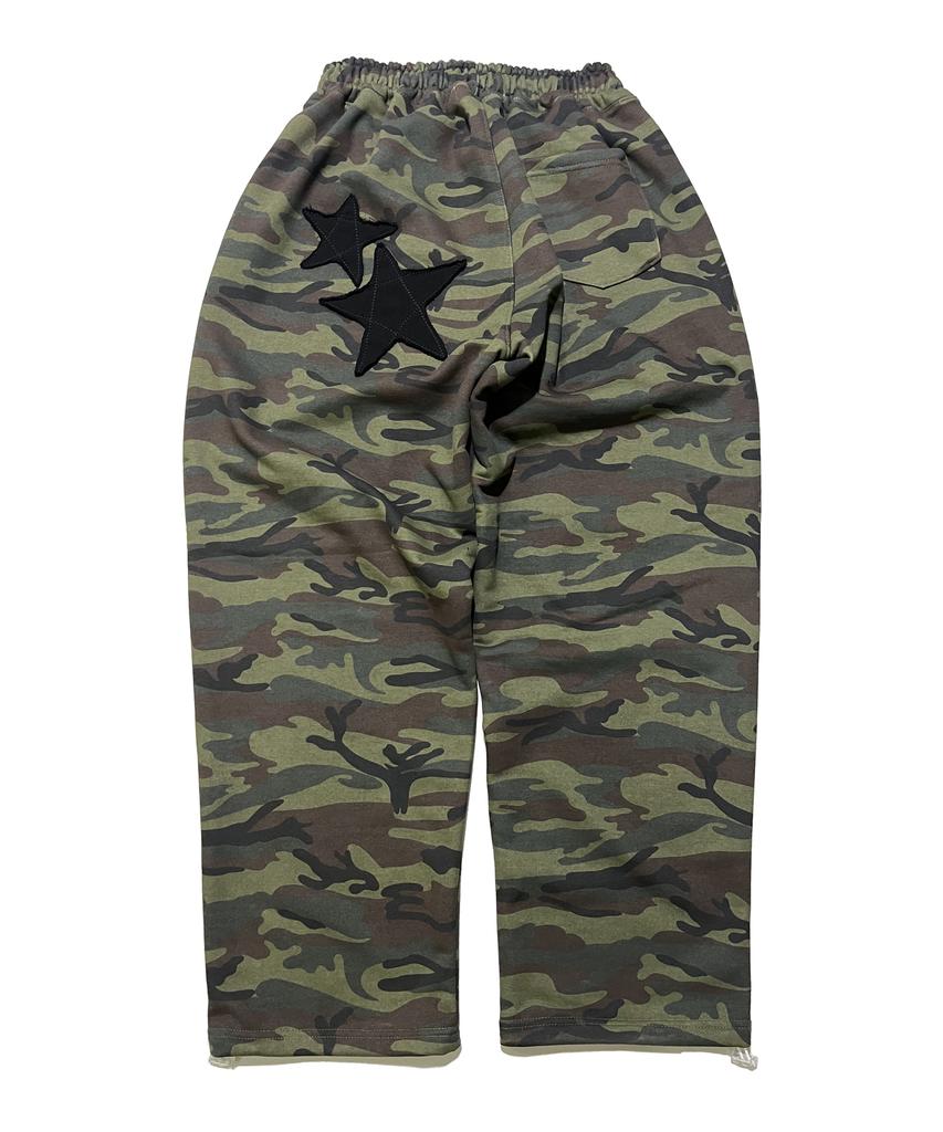 SK8ER ROCK Night Camouflage Sweat Wide Pants ((Khaki))
