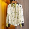 Винтажные блузки, женский топ с принтом, рубашка с длинными рукавами, весна-осень 2023, свободные модные шифоновые блузки с отложным воротником, топы