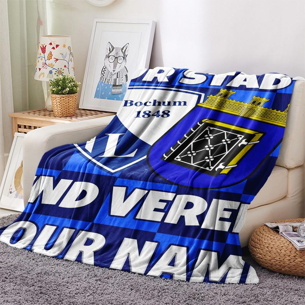 1PC Custom Name VfL Bochum 1848 Patterned Flannel Blanket Suitable For All Seasons for Home Decor Warmth and Comfort Gifts Holiday Present_xia