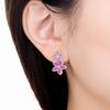 Original NEW S925 Silver Pink Purple Flowers Plants leaf Series Earring Hoop Earrings Women Jewelry Party Gifts