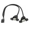 Кабель 9PIN на USB 9-контактный 2,54 мм 2,0 мм на двойной USB 2.0 Type-A Female Разъем Конвертер с отверстием для винта Блокировка Панели для Крепления на Материнской Плате Шнур